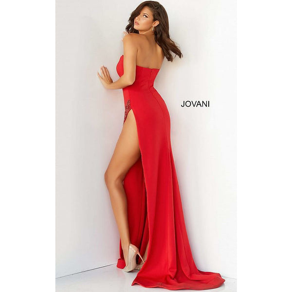 Jovani 2022 Red High Slit Couture Prom ...